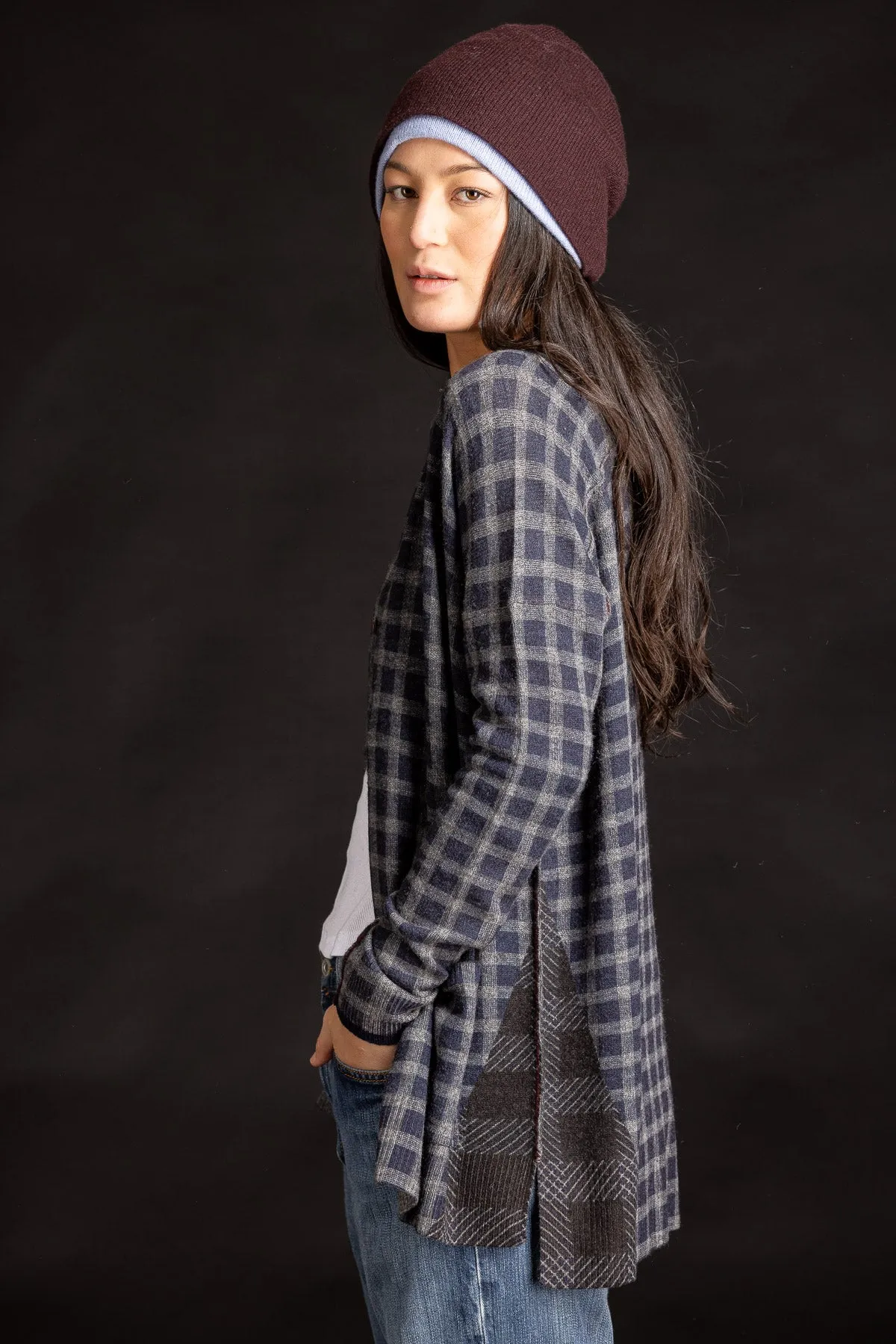 Cashmere Plaid Shirt - Navy/Thunder
