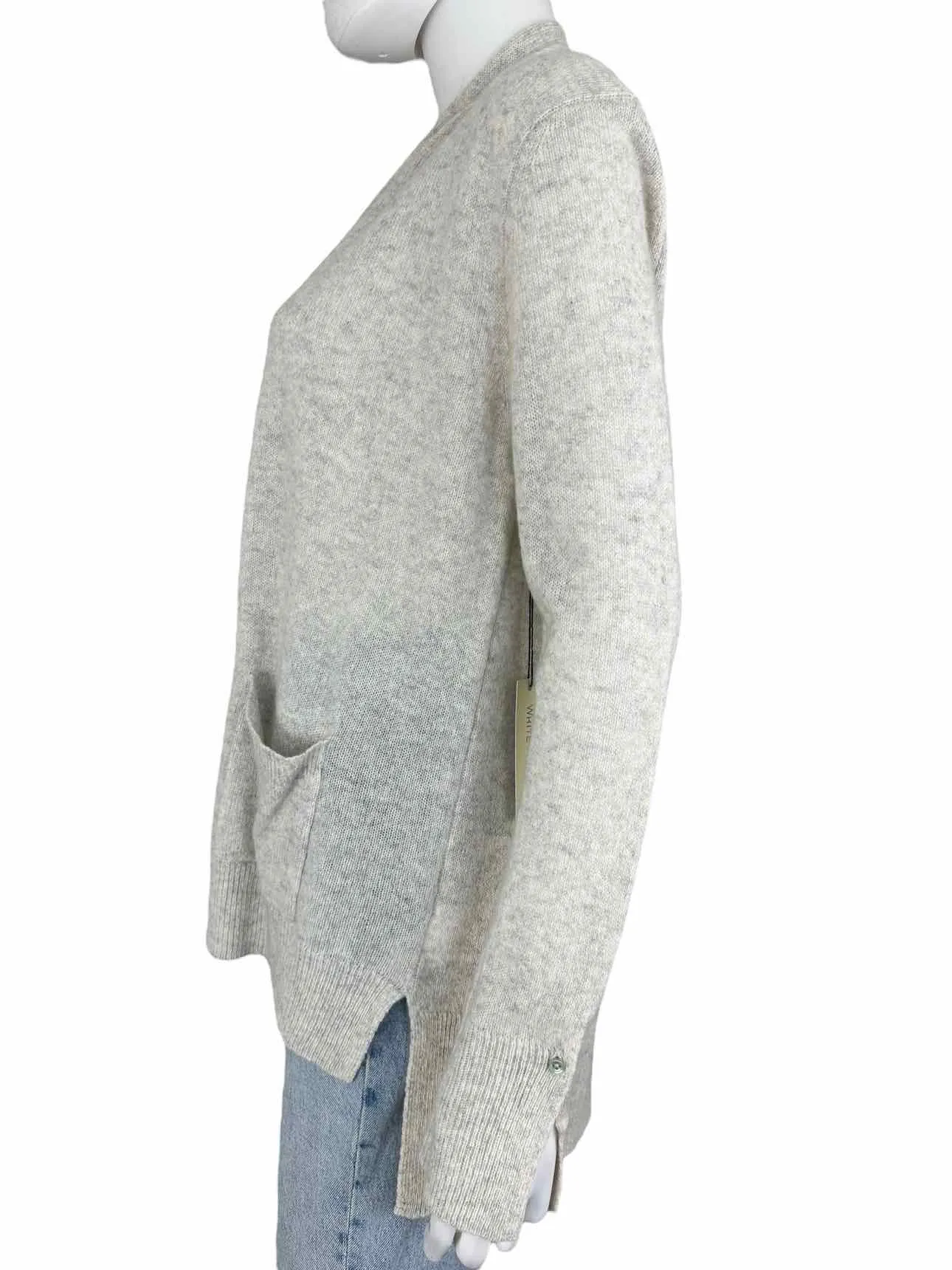 WHITE   WARREN Light Gray Cashmere Cardigan Size S