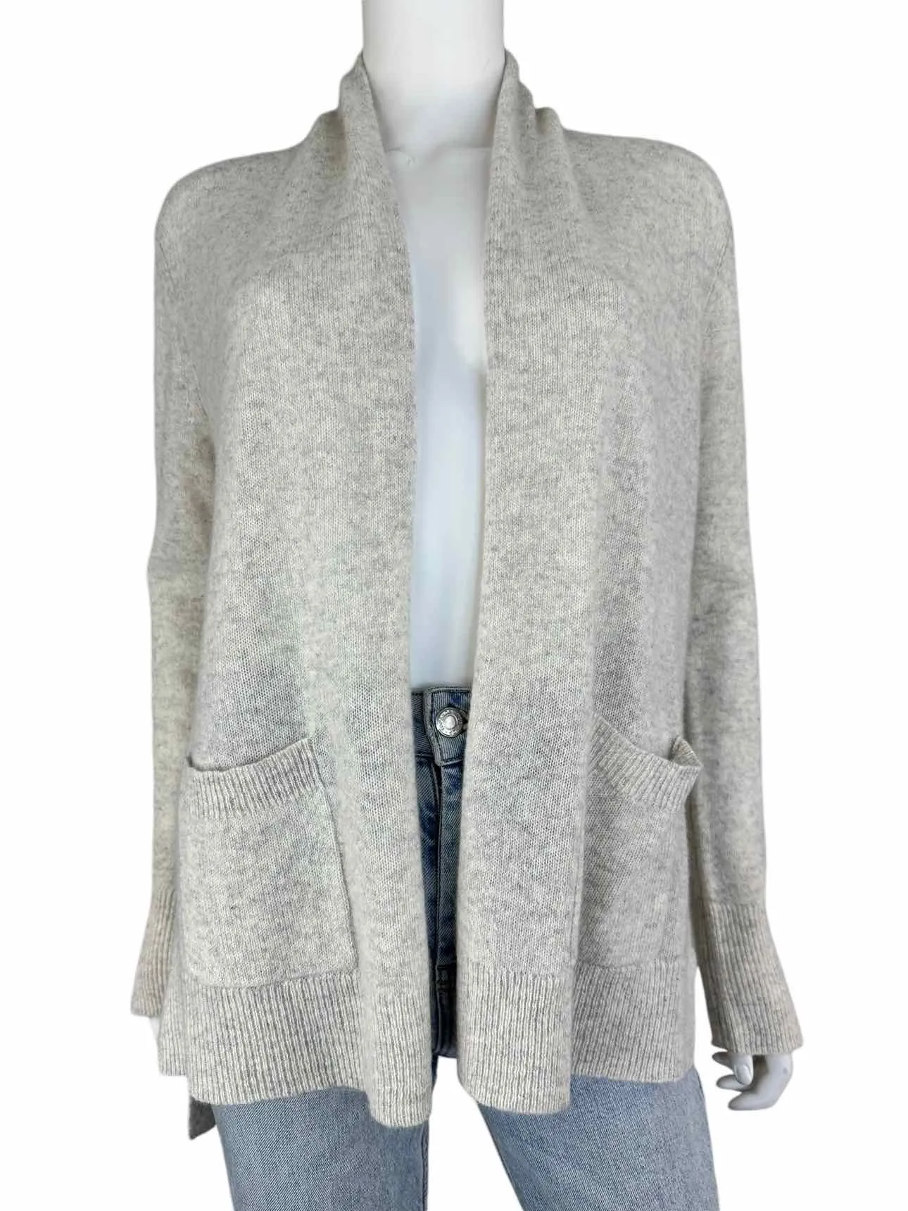 WHITE   WARREN Light Gray Cashmere Cardigan Size S